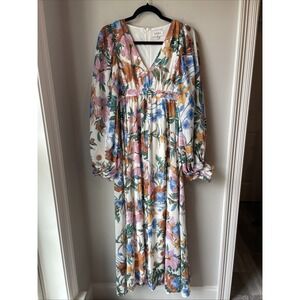 AURA Women's Floral  Spring/Fall  Maxi Dress Flowy  Bohemian Modest  SMALL